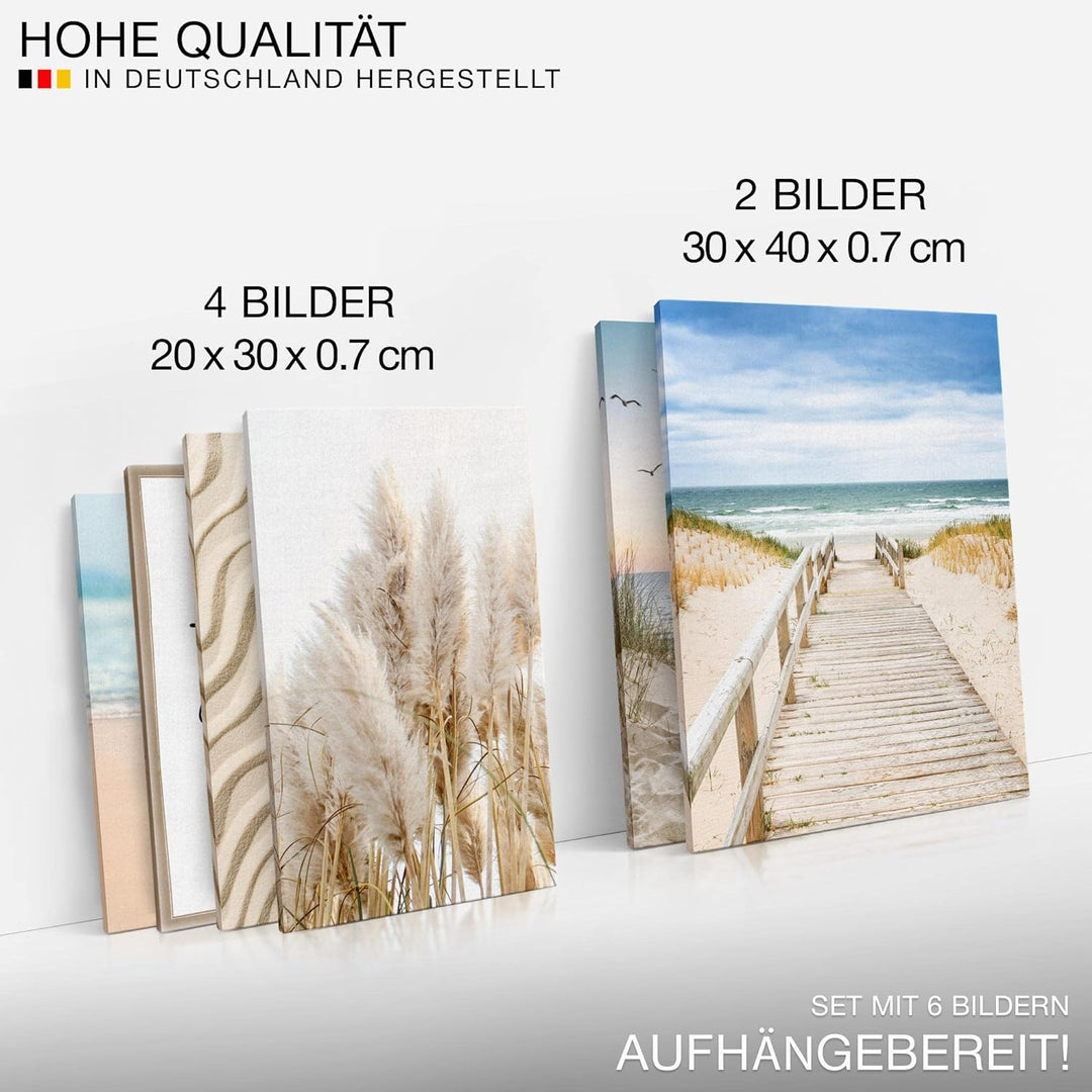 Novart Bilder Set - AUFHÄNGFERTIG - KEIN EXTRA RAHMEN BENÖTIGT - Meer Modern Paradies Strand - Wohnz