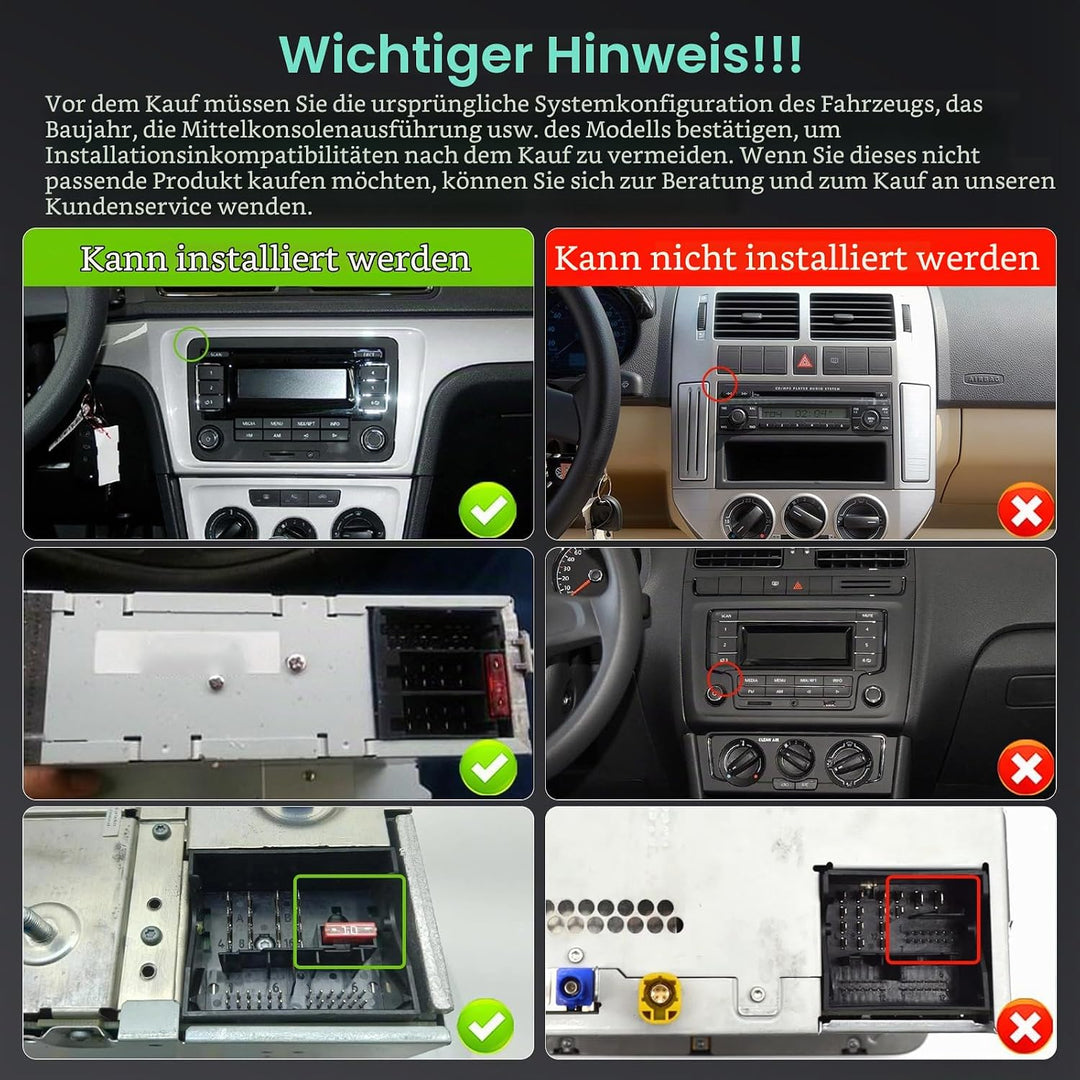 Hikity 8 Core/6+128G Android 15 Autoradio für VW Golf 5 6 Tiguan Caddy Polo Touran mit Wireless CarP