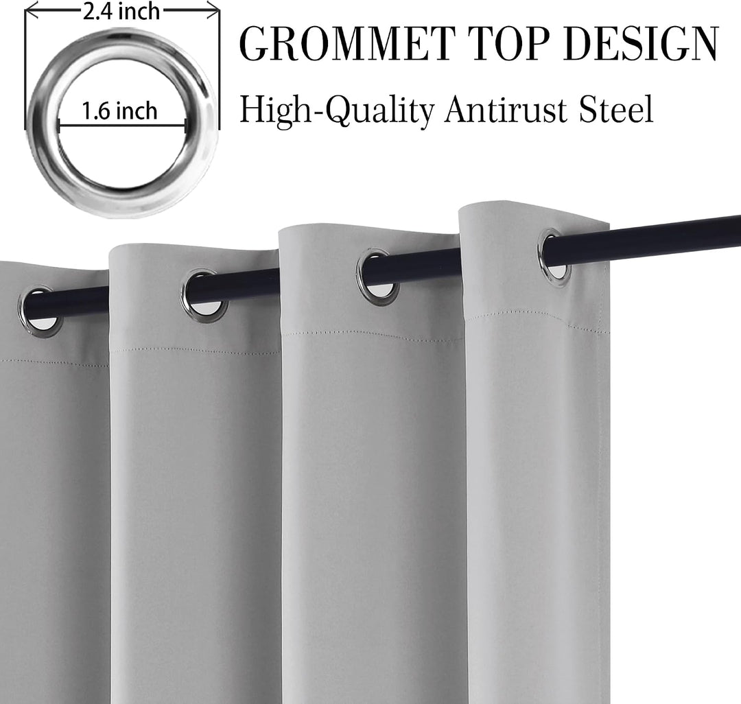 Hiasan Verdunklungsvorhänge Gardinen mit Ösen,Silver grau Blickdicht Vorhänge,2 Stück,140 x 200 cm (