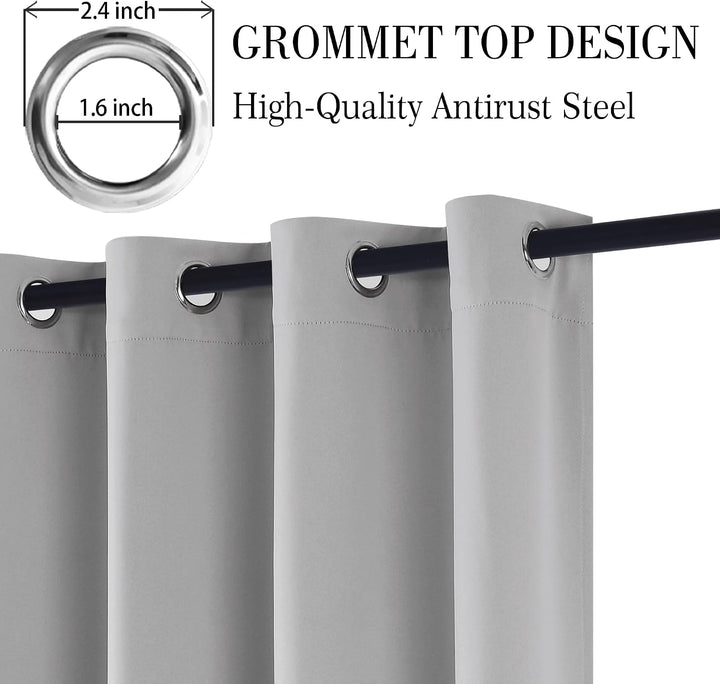 Hiasan Verdunklungsvorhänge Gardinen mit Ösen,Silver grau Blickdicht Vorhänge,2 Stück,140 x 200 cm (