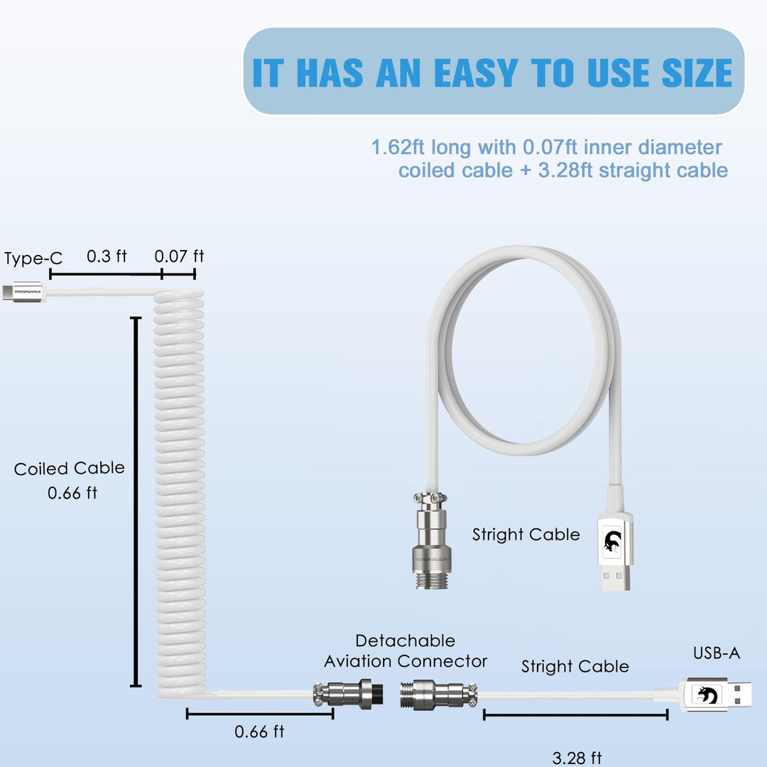 MAMBASNAKE C01 Spiral Tastaturkabel, Pro Custom Coiled USB C Kabel für Mechanische Tastatur, Typ C a