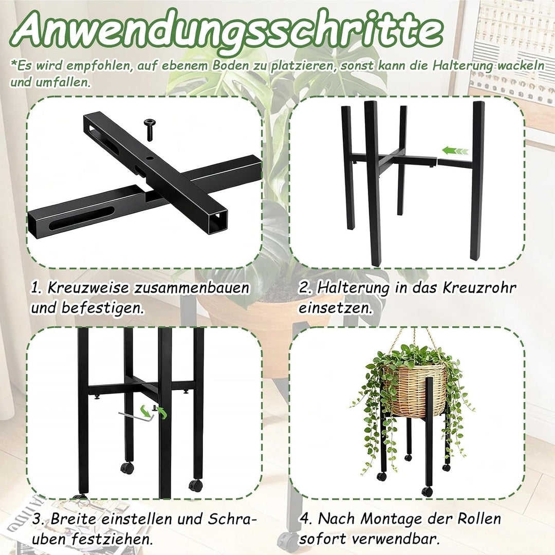 Metall Pflanzenregal Blumenhocker, Verstellbarer Pflanzenständer, Blumenständer Metall Schwarz, Blum