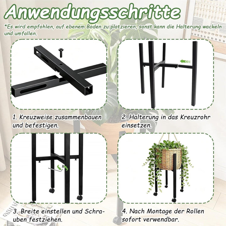Metall Pflanzenregal Blumenhocker, Verstellbarer Pflanzenständer, Blumenständer Metall Schwarz, Blum