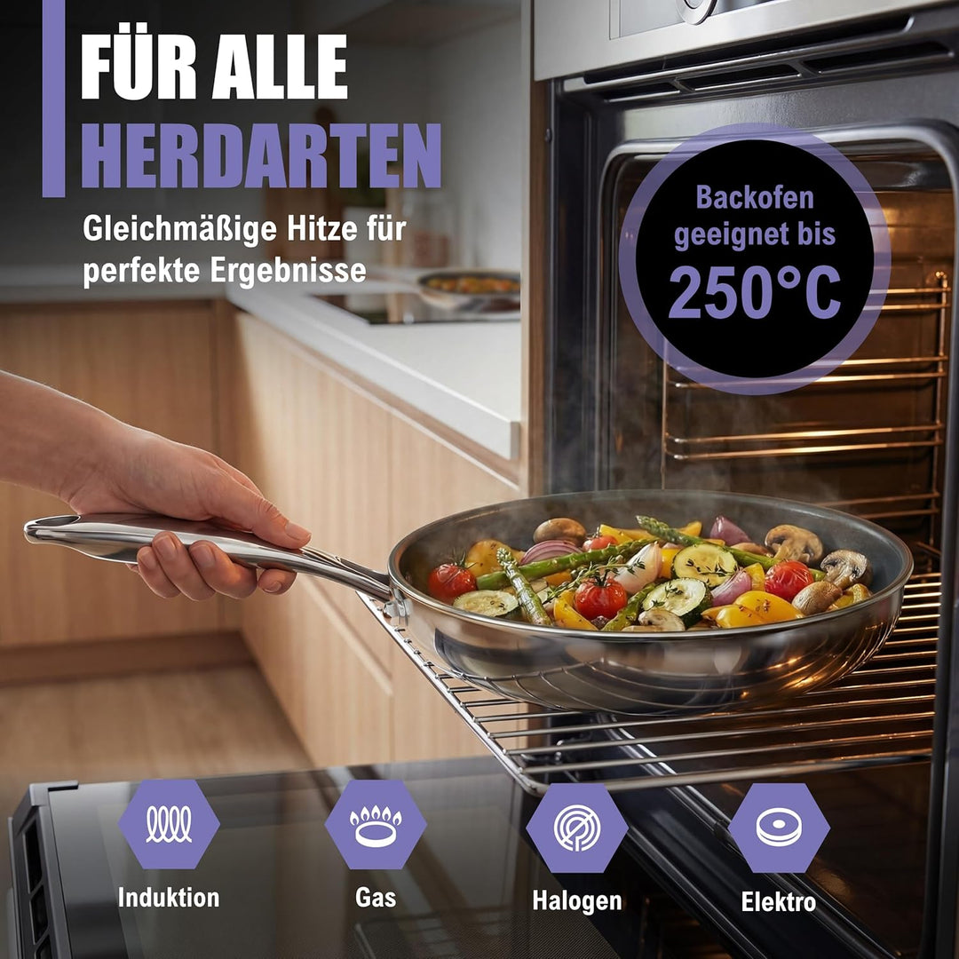 Keramikpfanne 28cm PFAS &amp; PTFE Frei | Vollbeschichtet | 5-Schicht - 3mm -1,3 kg | Premium Bratpfanne