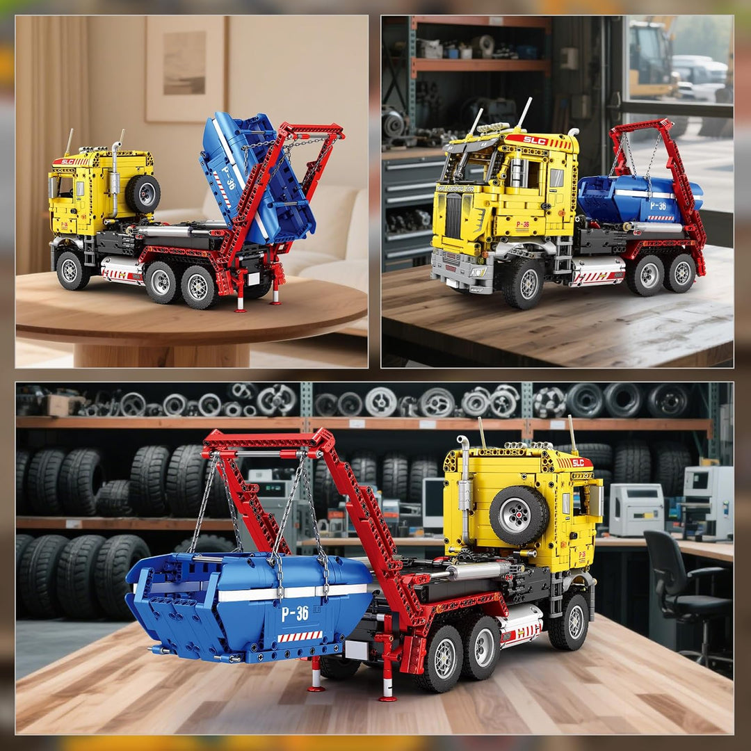 Reobrix Absetzkipper-Bausteinset 22016, RC-Kipplaster-Modellbausatz für Erwachsene, ferngesteuertes