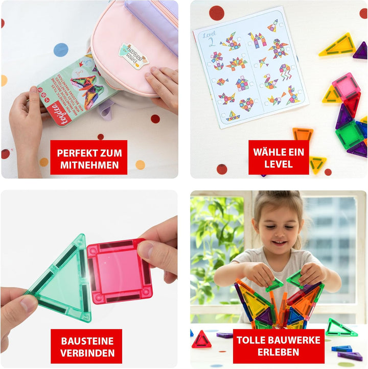 Magnet Bausteine 36 Stück Fördert Kreativität, Motorik & Fantasie - Umweltfreundliches Magnetisches