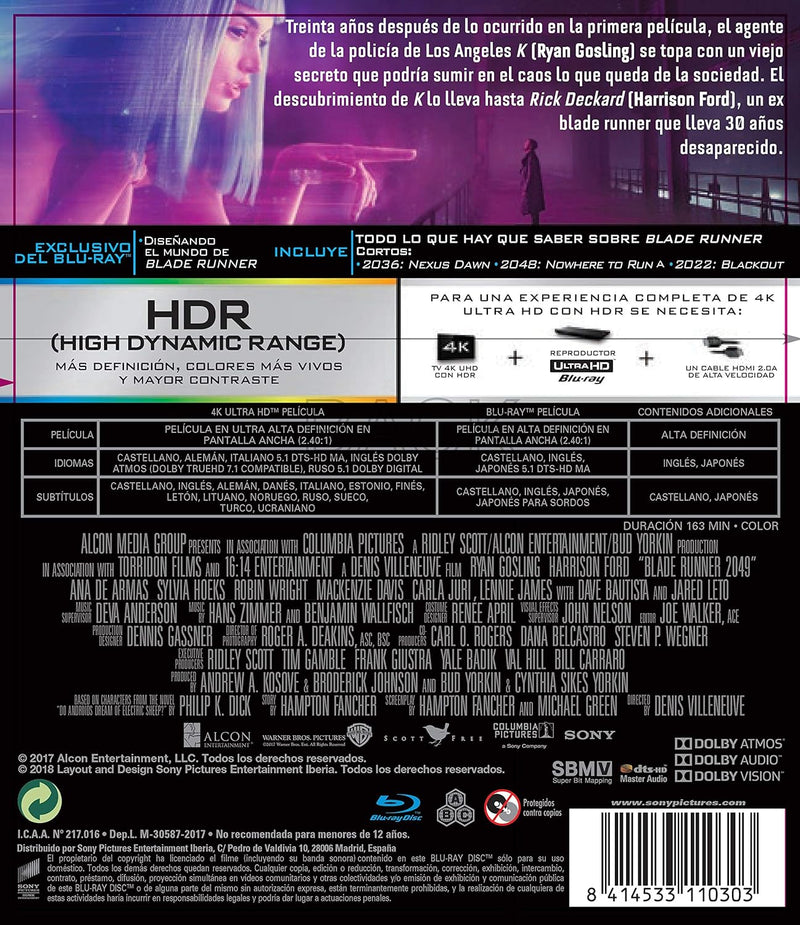 Blade Runner 2049 (Blade Runner 2049 (4K Ultra-HD + BD), Spanien Import, siehe Details für Sprachen)