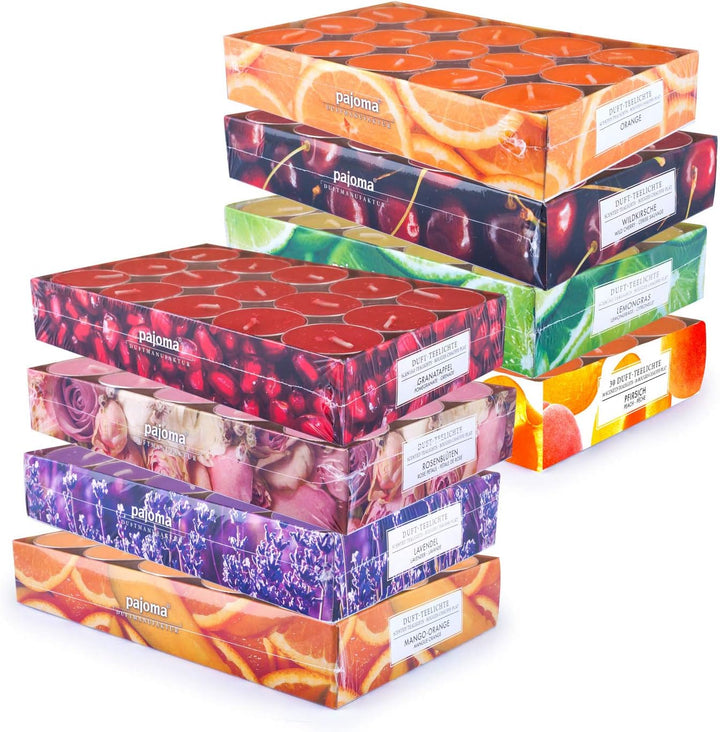 pajoma Duft Teelichte 240 Stück Duftkerzen frische fruchtige Frühjahr Sommer Düfte, 8X 30 Teelichte