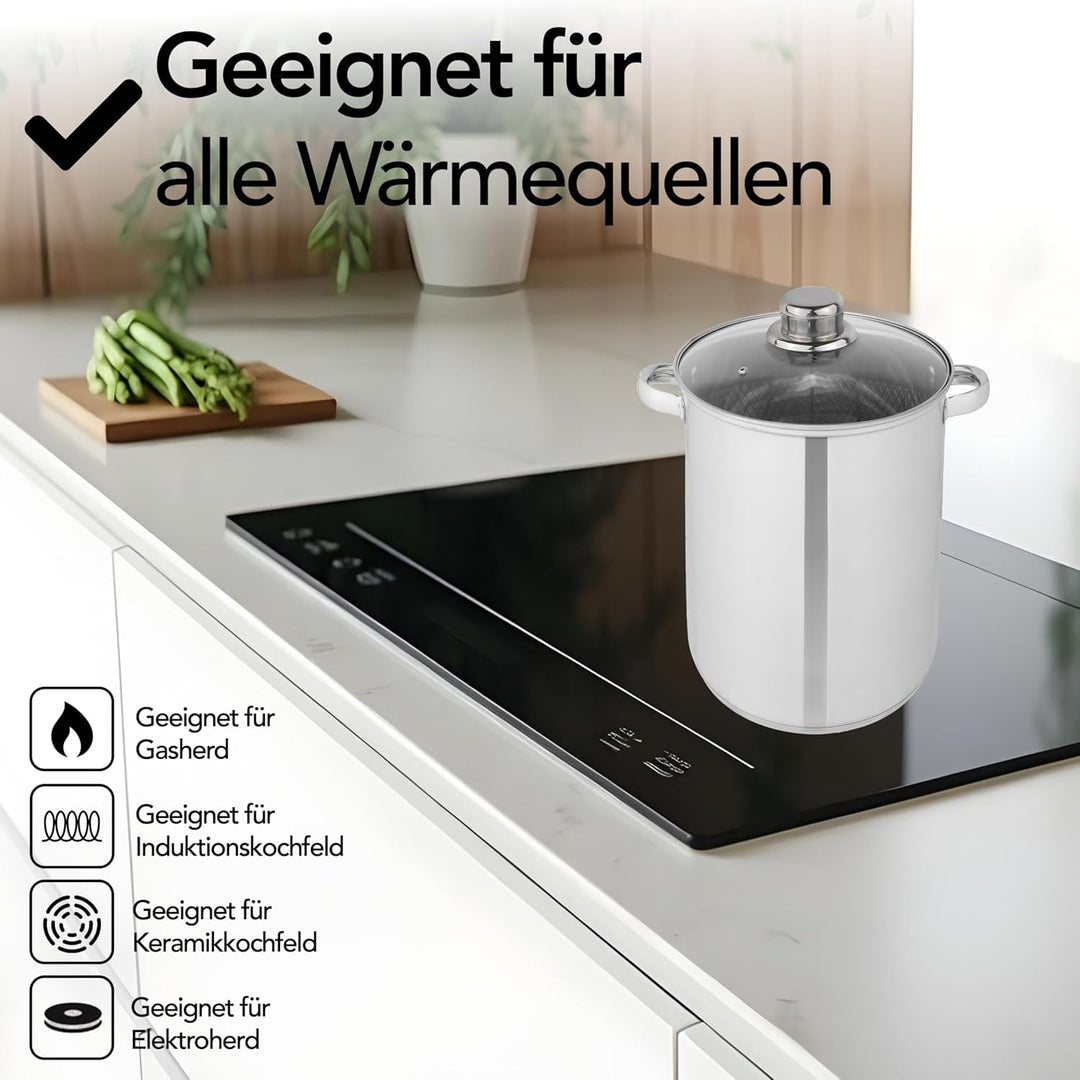 Aviro Spargelpfanne – Nudelpfanne – Ø 16,5 cm – 25 cm hoch – 4,2 l – multifunktional – für alle Herd