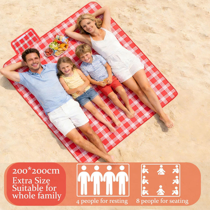 Picknickdecke Wasserdicht, 200x200 cm Piknik decke gross, Strandmatte mit Tragegriff Wasserdicht San
