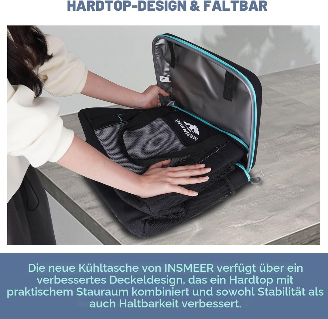 INSMEER Kühltasche Gross 40L, 60 Dosen Kühltasche Faltbar mit Hart Eva Dach, Wasserdicht Gross Kühlt