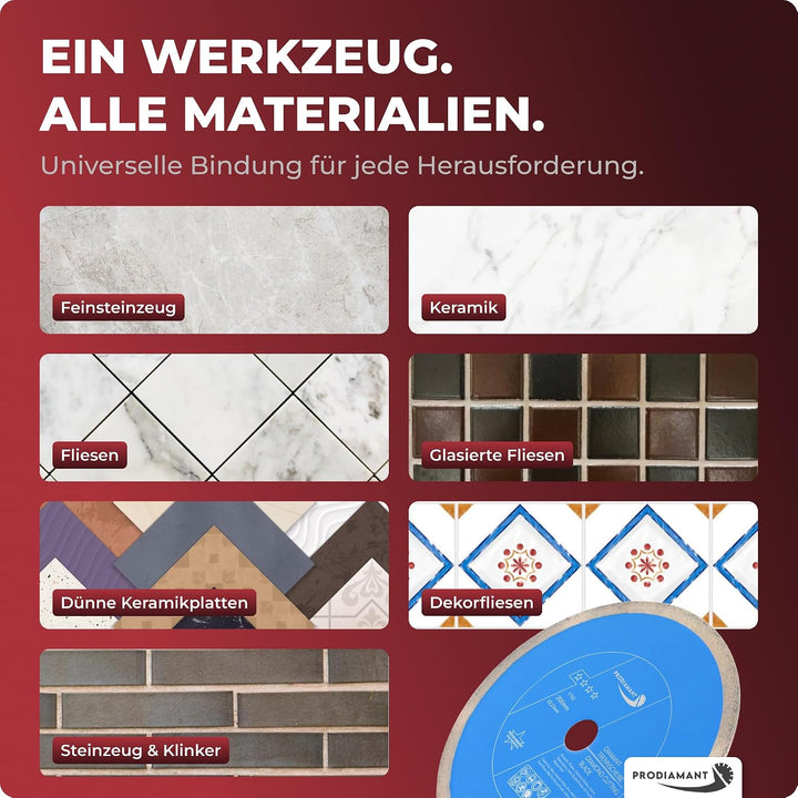 PRODIAMANT Profi Diamant-Trennscheibe PRORIM 200 mm x 22,23 mm kein ausbrechen bei glasierten Fliese