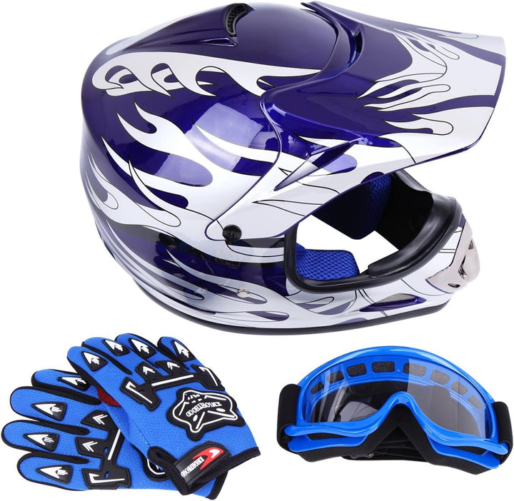 Samger DOT Jugend Kinder Off Road Helm Motocross Helm Dirt Bike ATV Motorradhelm Handschuhe+Brille M
