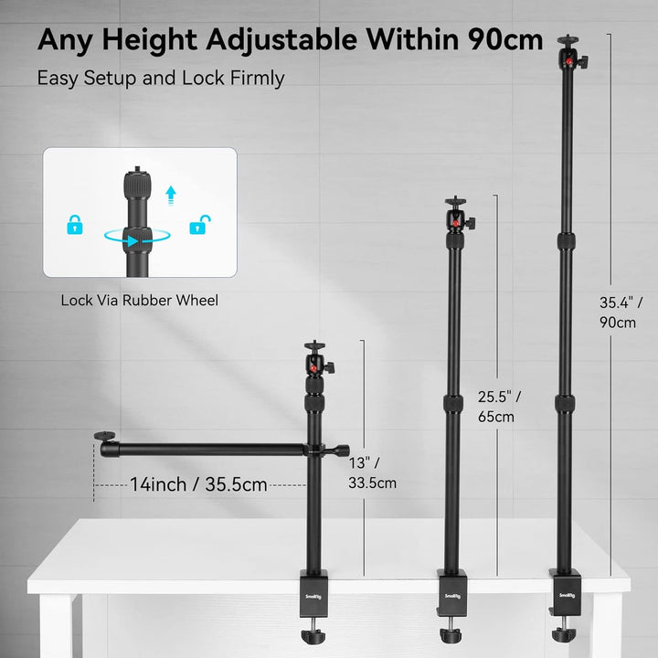 SMALLRIG Kamera-Tischhalterung mit magischem Arm und 1/4-Zoll-Kugelkopf, Verstellbarer 13-35,4-Zoll-