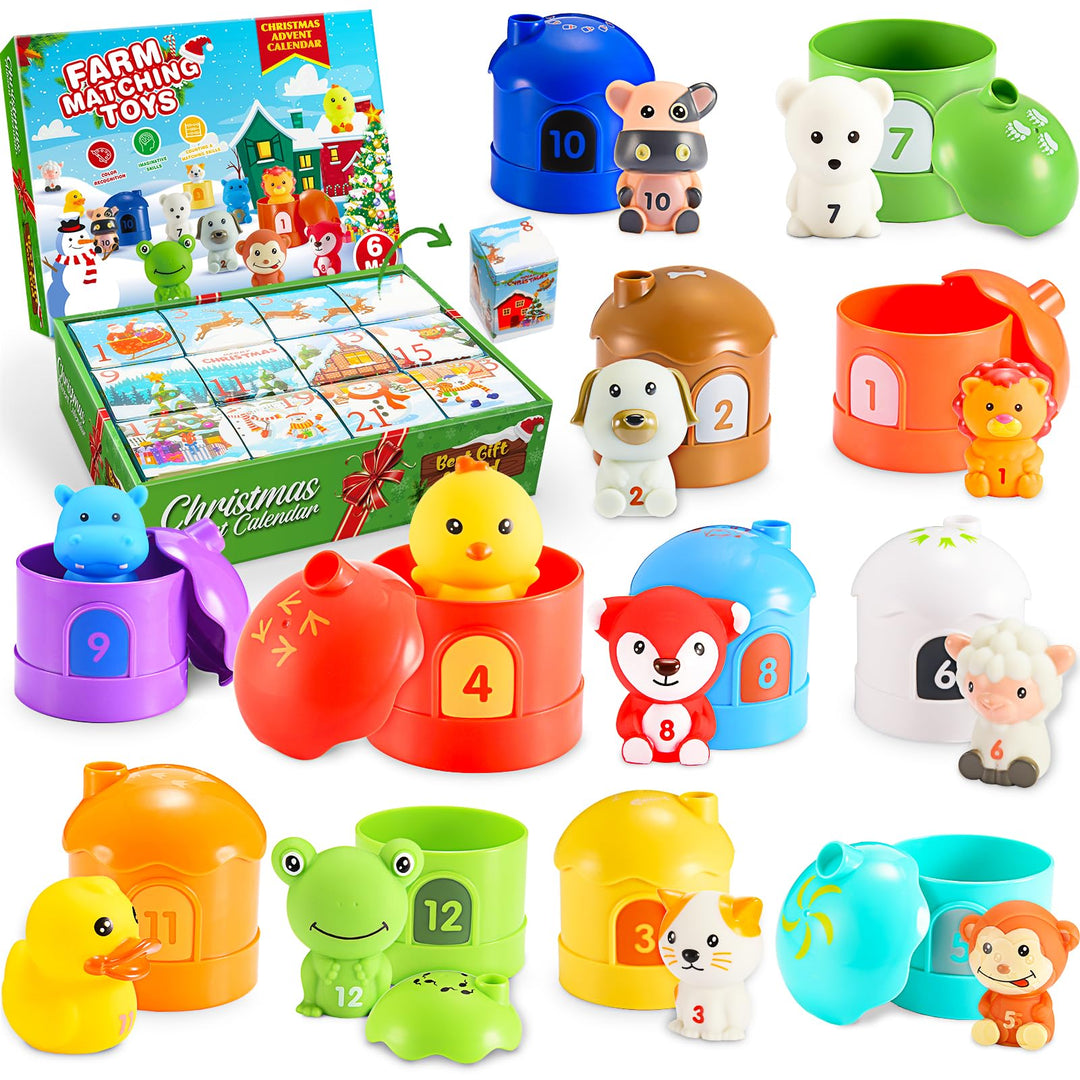 HappyGoLucky Adventskalender Kinder 2023, 24 Überraschungen Baby Geschenk Montessori Lernspielzeug W