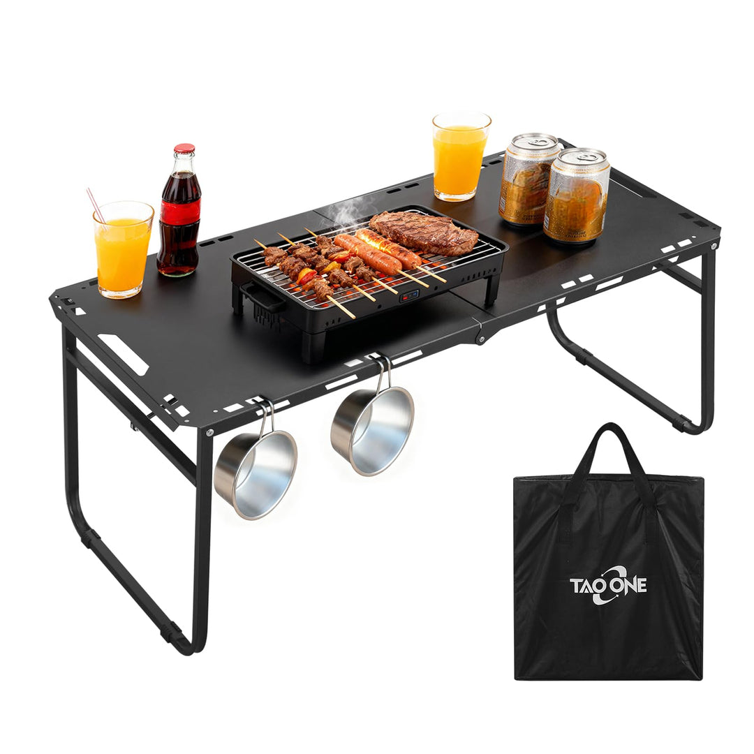 Tragbarer Klapptisch, Niedriger Campingtisch mit Tragetasche, Kompakter Faltbarer Picknicktisch für