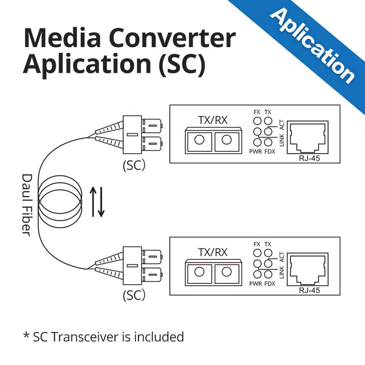 10Gtek® Gigabit Ethernet Medienkonverter, mit Built-in 1Gb Single-Mode SC Transceiver, Single-Mode D
