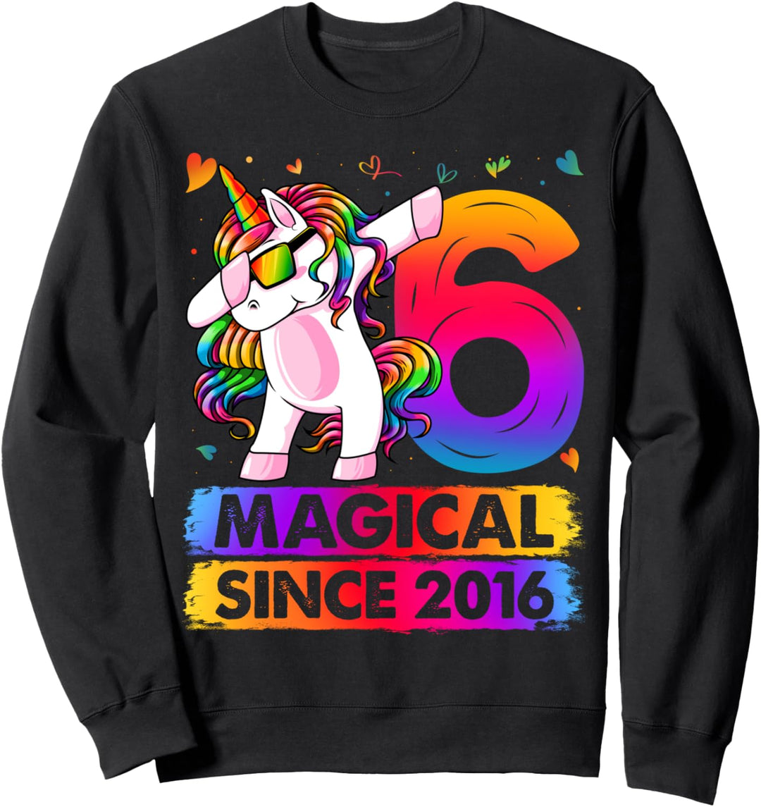 6 Jahre altes Einhorn Tupfen 6. Geburtstag Mädchen Einhorn Party Sweatshirt