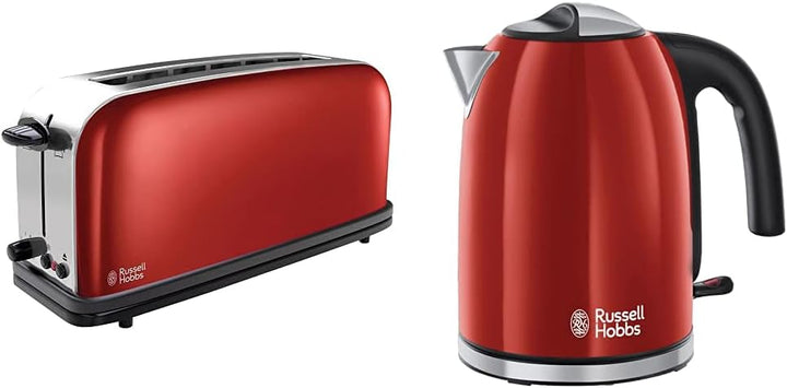 Russell Hobbs Toaster Langschlitz Colours+ rot, extra breite 1 Langschlitzkammer, 6 einstellbare Brä