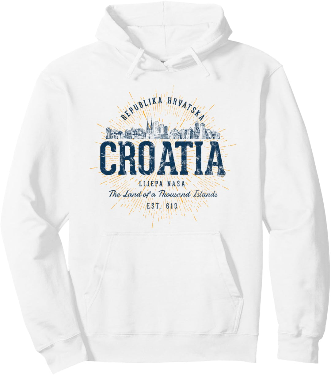Croatia Retro Stil Vintage Kroatien Pullover Hoodie