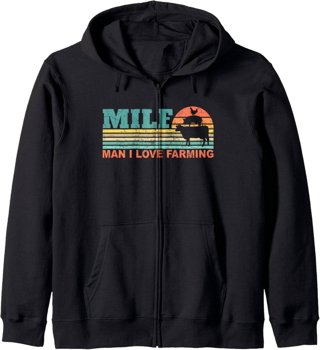 Man I Love Farming-M.I.L.F.-Funny Saying Farmer Farming Kapuzenjacke