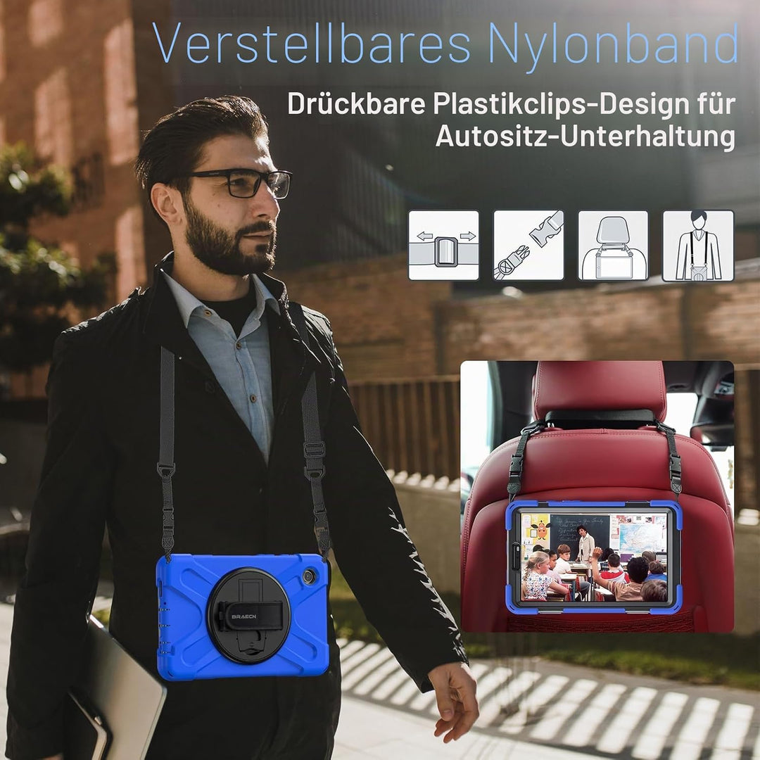 BRAECN Hülle für Samsung Galaxy Tab A9 8.7 Zoll SM-X110/SM-X115/SM-X117, Stossfeste Robuste Tragbare