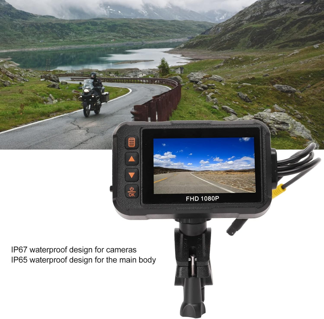 Motorrad-Action-Kamera 3-Zoll-Motorrad-Dashcam 1080P Vorne Hinten Video Fahrrecorder Loop-Aufnahme G