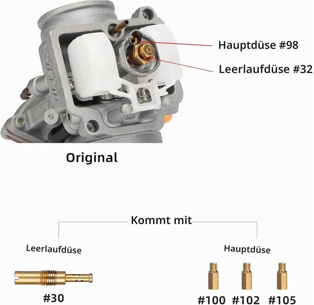 NIBBI PWK 24MM Vergaser mit drei Hauptdüsen und einem Pilotstrahl des Performance Racing Vergasers f