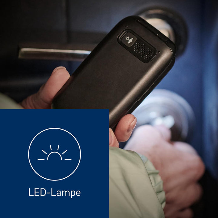 Panasonic KX-TU550EXB 4G Essentials Clamshell Handy für Senioren, 1,2 MP Kamera, Seniorentelefon mit