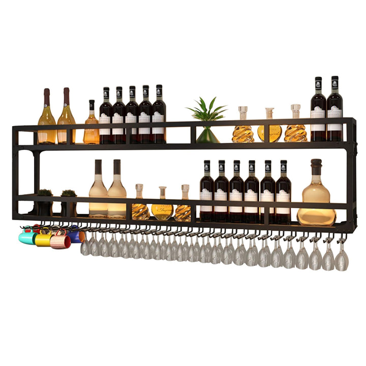 Weinregal Wand Metall Bar Regal Wand Flaschenregal Schmal Barschrank Weinständer mit Licht Weinglash