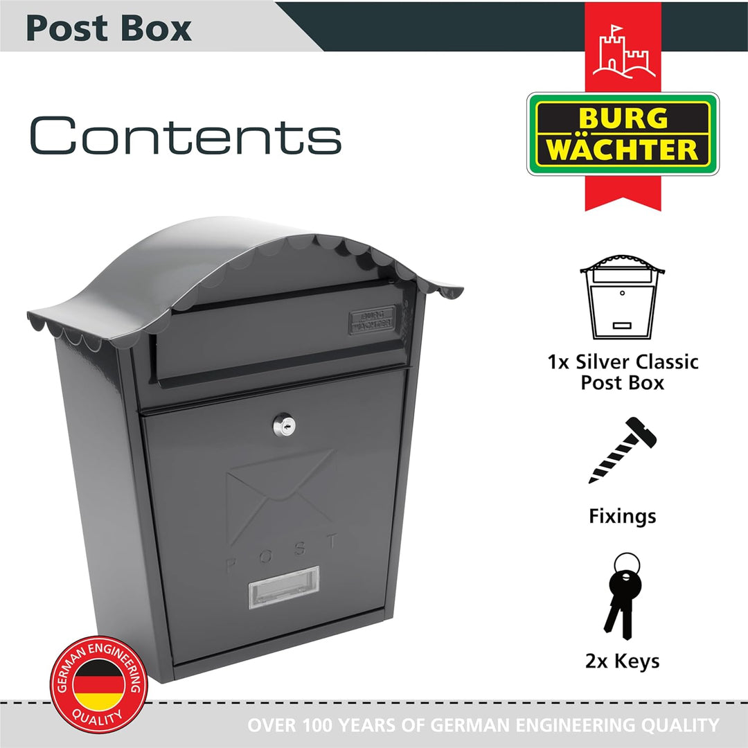 Burg-Wachter Anthrazit Klassischer Briefkasten MB01A, 36x37x13cm, Anthrazit
