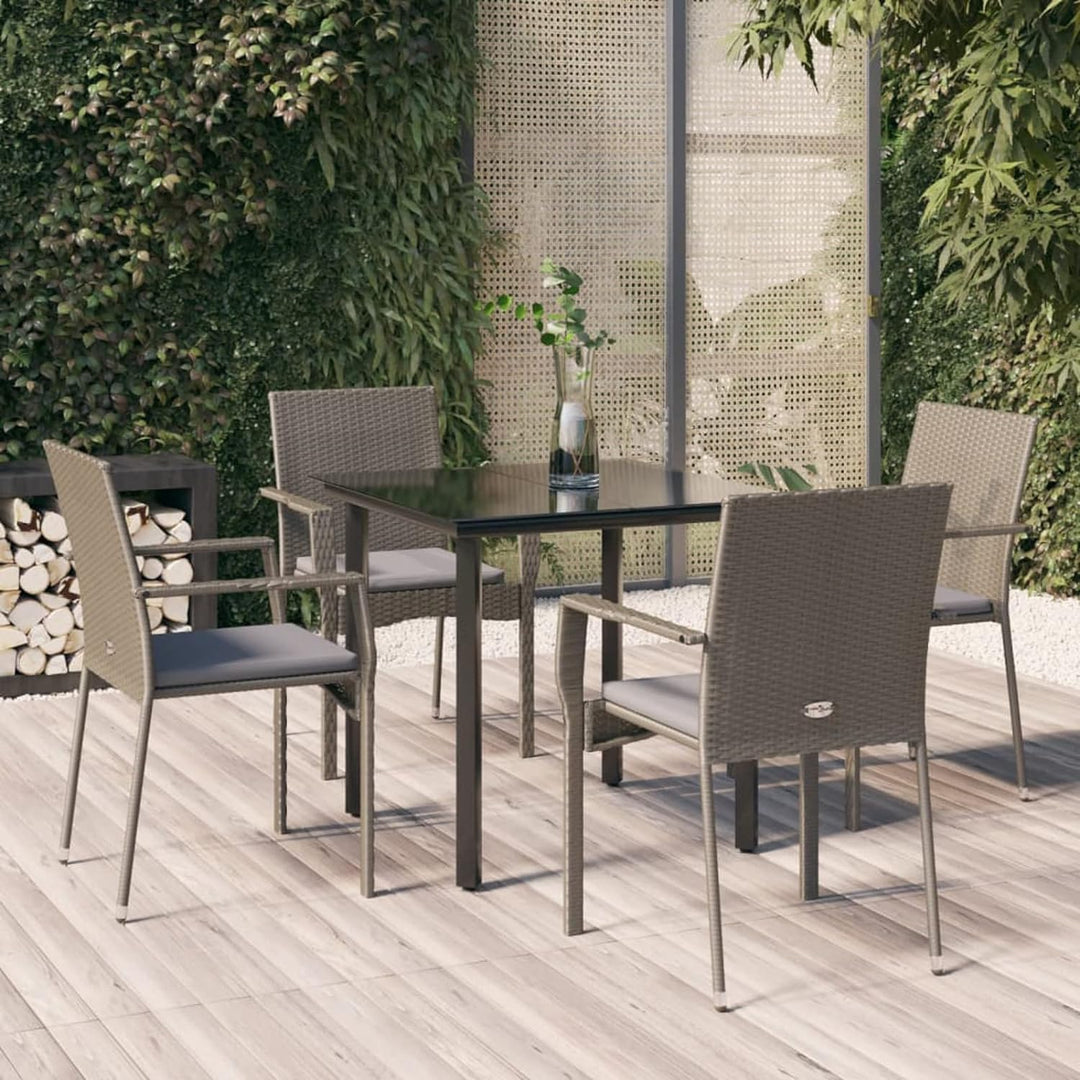 Tidyard 5-TLG. Garten Essgruppe 4 Personen, Sitzgruppe Esstisch mit Akazienholz-Tischplatte & 4 Stüh