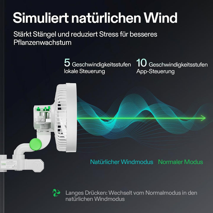 VIVOSUN AeroWave E6 Gen2 Growzelt-Clip-Ventilator150 mm, EC-Motor, Smarte WLAN-Steuerung,10-stufiger
