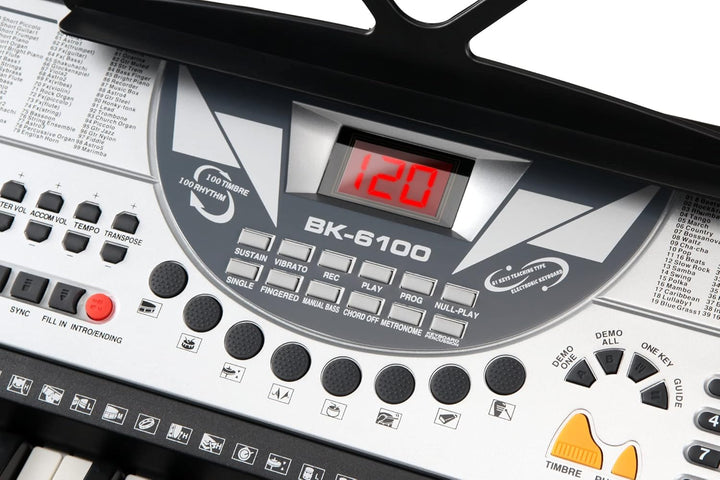 McGrey BK-6100 Keyboard (61 Tasten, 100 Klangfarben, 100 Rhythmen, 12 Demosongs, Lernfunktion, Netzt