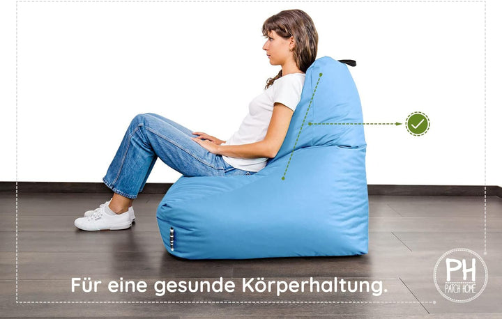 PATCH HOME Sitzsack Sitzkissen Beanbag Premium Lounge Gaming Sessel inkl. Würfel In &amp; Outdoor geeign
