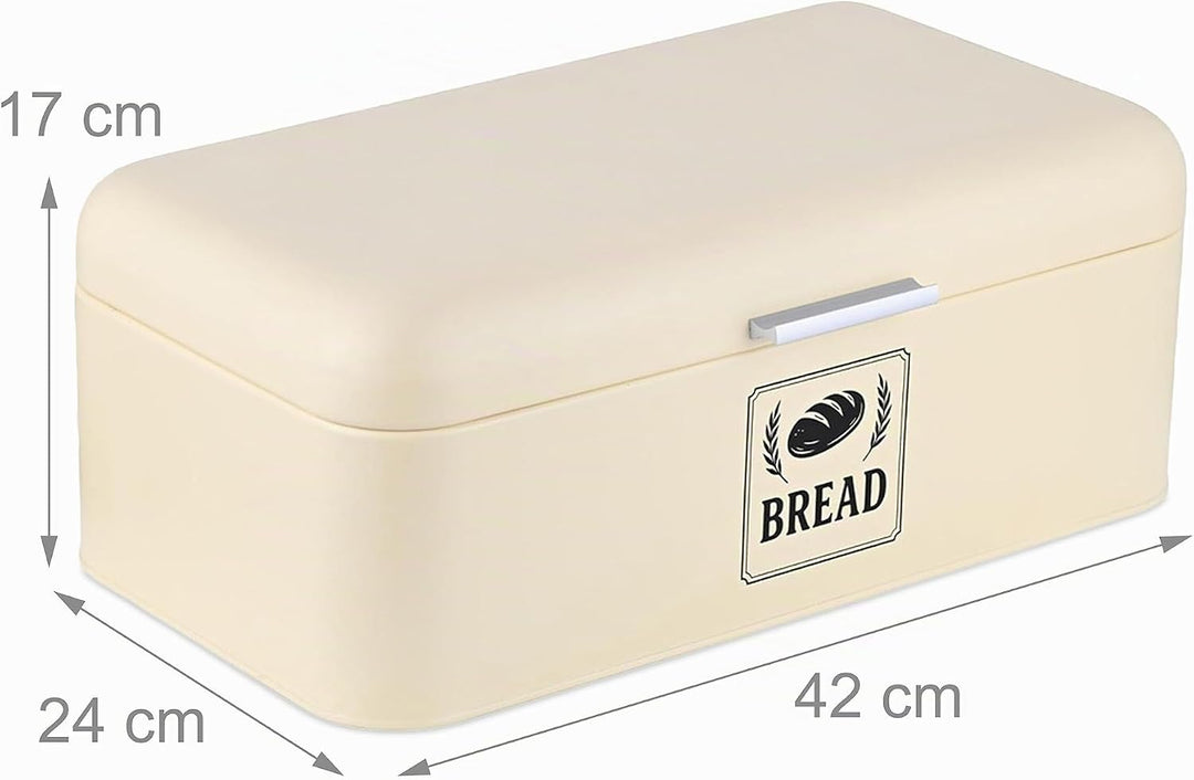 Relaxdays Brotkasten, Brotbox mit Deckel &amp; Griff, HBT: 17x42x24 cm, Brot aufbewahren, Brotkiste Retr