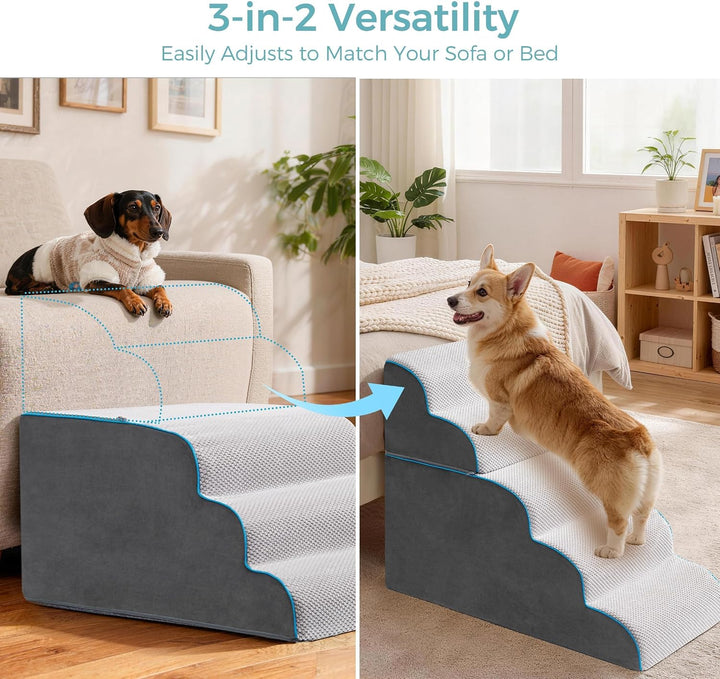 Hundetreppe &amp; Rampe für hohes Bett &amp; Sofa, 33-61 cm abnehmbare Haustiertreppe für kleine &amp; mittlere
