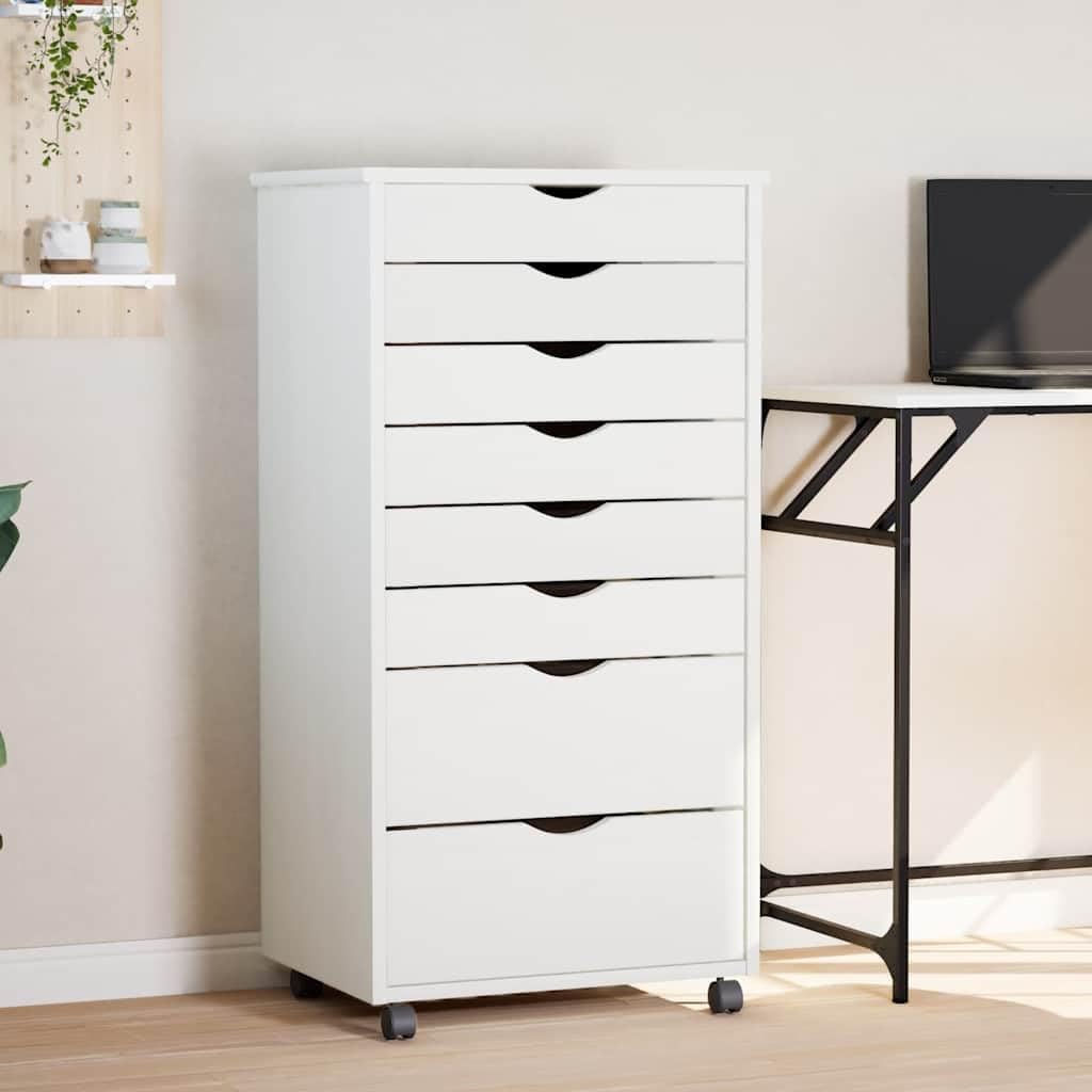 vidaXL Rollschrank, Rollcontainer mit 8 Schubladen, Kommode Schubladenschrank mit Rollen, Büroschran
