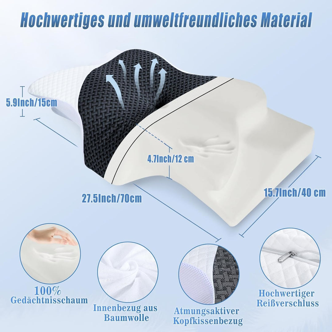 SAHEYER Nackenkissen Memory Foam Orthopädisches Kissen, Ergonomisches Kopfkissen Nackenstützkissen,