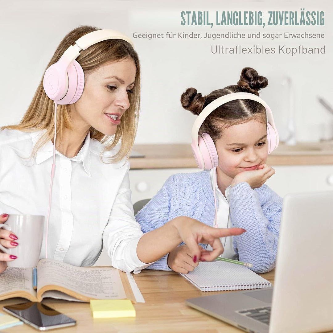 RockPapa L22 Kinder kopfhörer, Kabel Kopfhörer für Kinder, 3,5 mm Aux Jack, Verstellbares Stirnband
