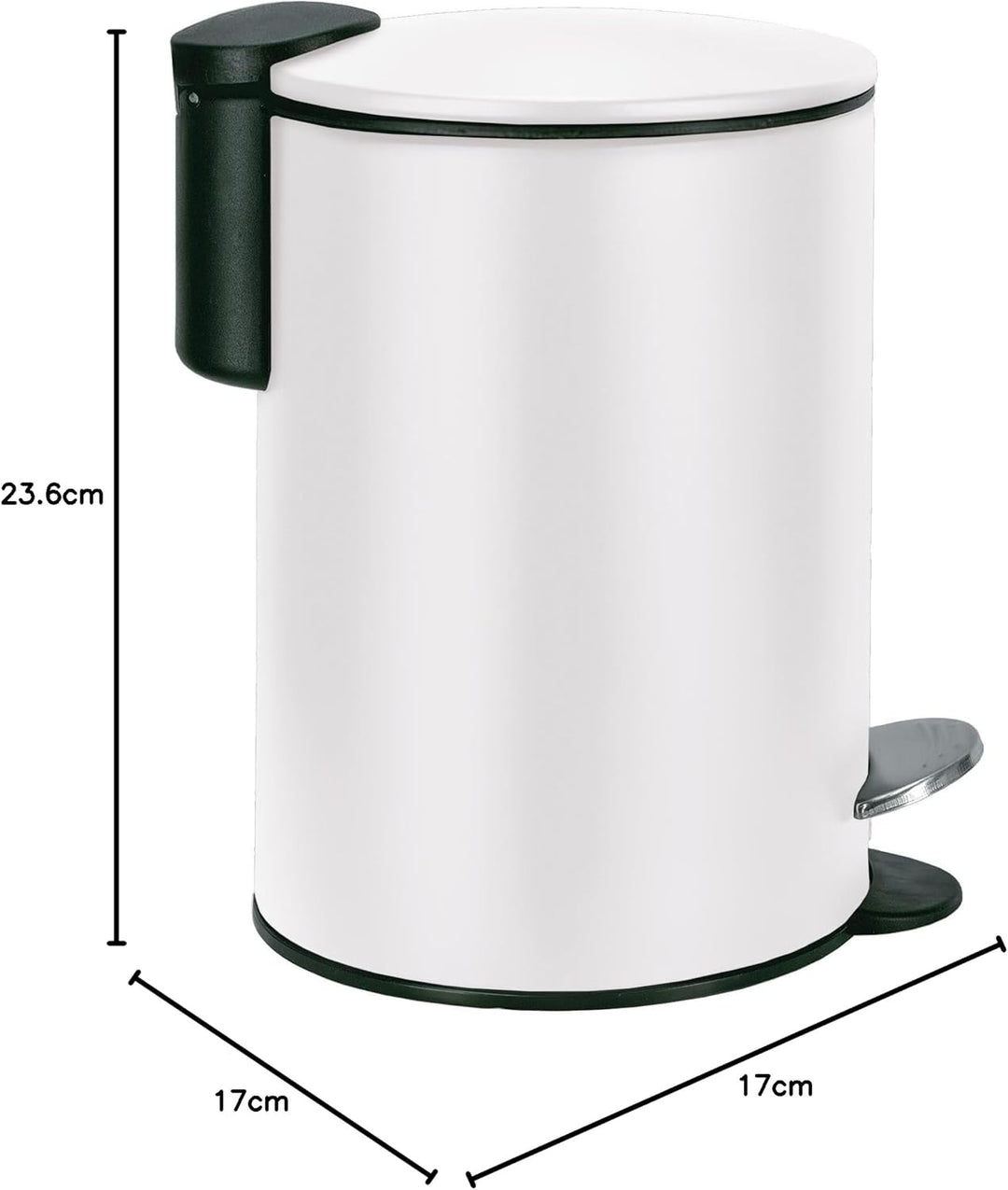 Kosmetikeimer Silence, Farbe: Weiss, Material: Metall, Grösse: Eimer 3 Liter Länge 17 cm, Breite 17