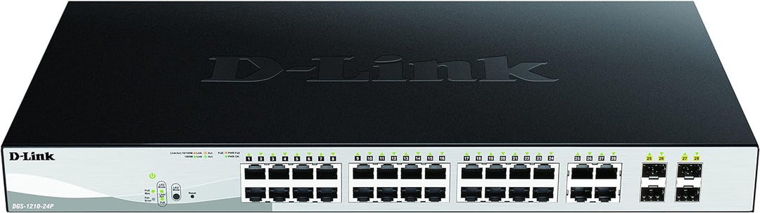 D-Link DGS-1210-24P/E Gigabit Smart Switch (24-Port, 4X SFP, 56 Gbps Schaltleistung) - Nur EU-Netzka