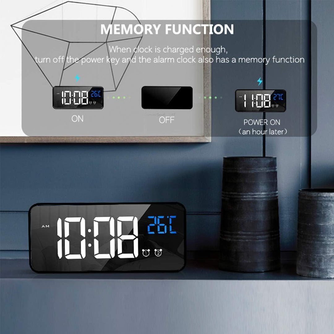 HOMVILLA Wecker, Wecker Digital mit Grosse LED Temperaturanzeige, Digitaler Wecker mit Dual Alarm, S