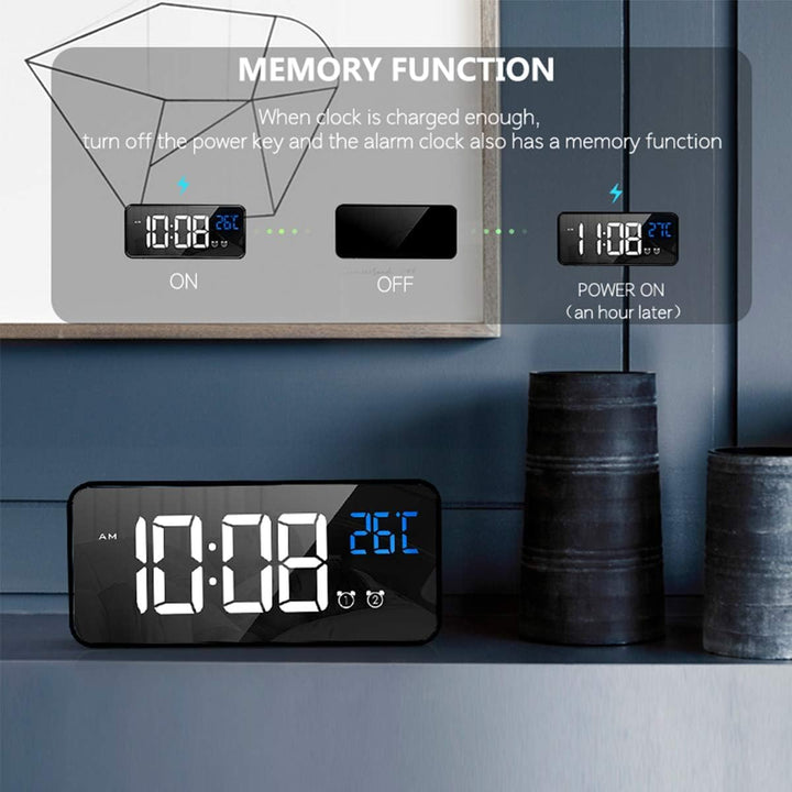 HOMVILLA Wecker, Wecker Digital mit Grosse LED Temperaturanzeige, Digitaler Wecker mit Dual Alarm, S