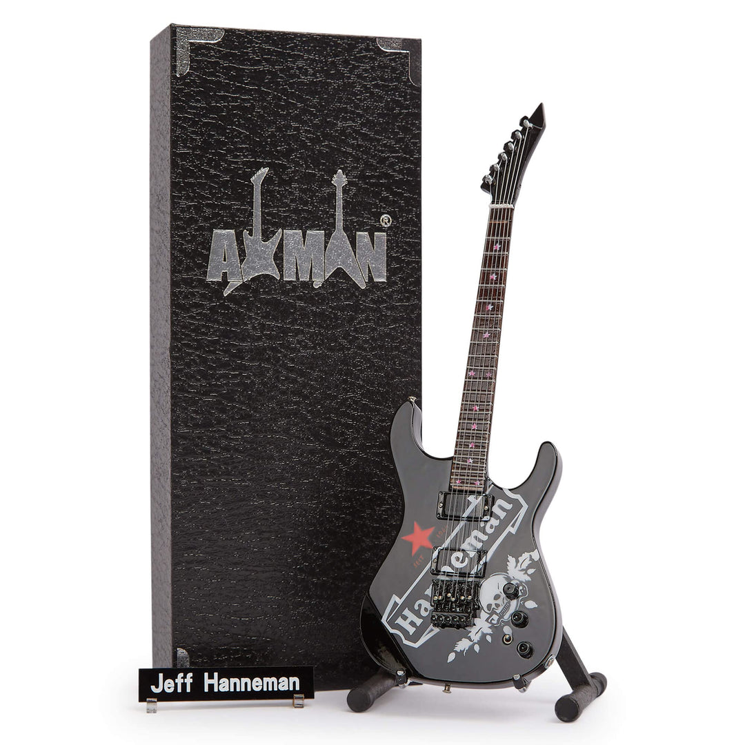 Axman Jeff Hanneman Miniaturgitarre Nachbildung – Musikgeschenke – Handgefertigtes Ornament im Masss