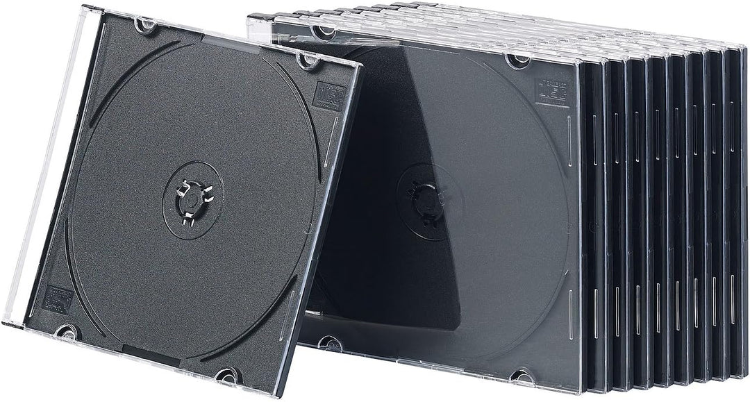 PEARL Slim Case CD Hüllen: 50er-Set Slim-CD-Hüllen transparent/schwarz (Case transparent, CDhüllen,