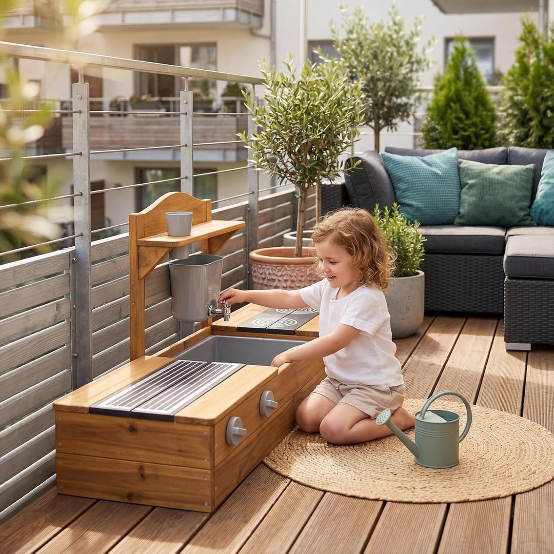 roba 2in1 Balkonsandkasten & Matschküche für Kinder - FSC®-Zertifiziert - Inkl. Zubehör - Kompakte S