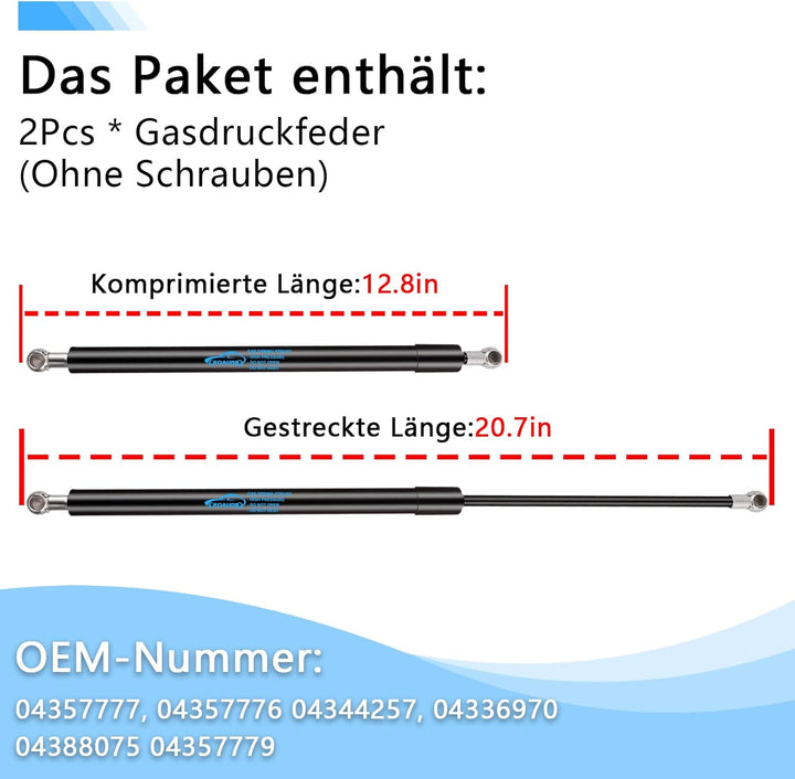 2Pcs Gasfeder Heckklappendämpfer für DEUTZ D DX AgroPrima AgroXtra-Tür-Front-Heck-Scheibe Gasdruckfe