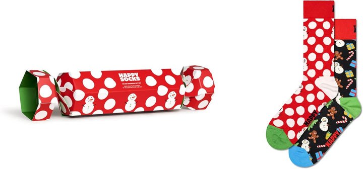 Happy Socks Weihnachtssocken – Feiertags-Baumwollsocken in lustigen Geschenkboxen – Schneemann- und