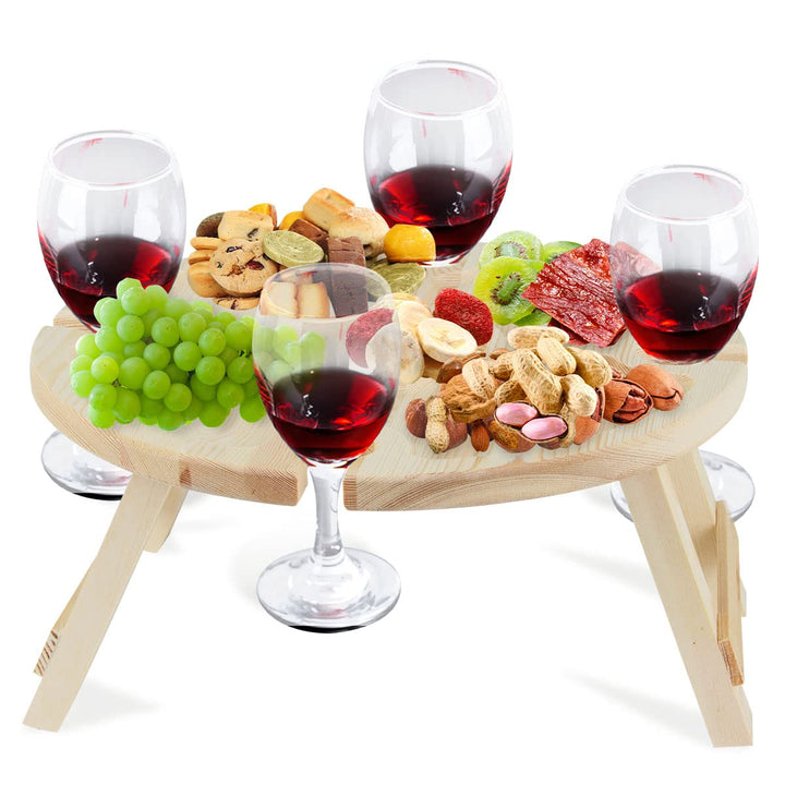 Hillylolly Klappbare Weintisch, Weintisch Klappbar Outdoor, Wein Tisch Holz, Outdoor Weintisch Klapp